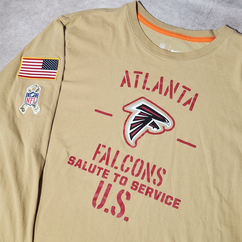 Men's NIKE Atlanta Falcons NFL On FieldSalute to Service l/s T-shirt‎ Dri-Fit XL